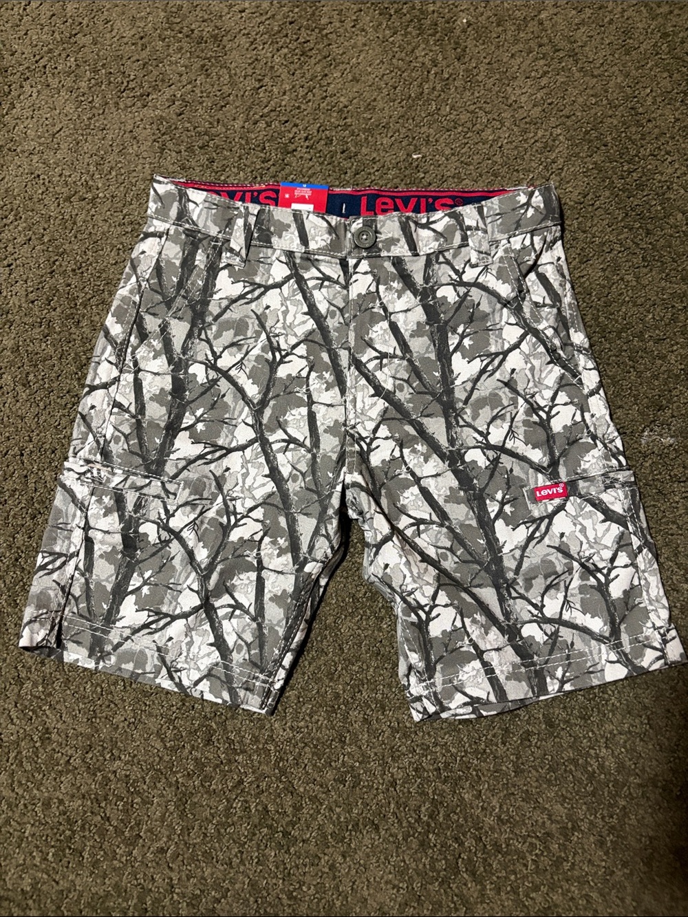 Levi's Gray & White Branch-Print Kids Cargo Shorts